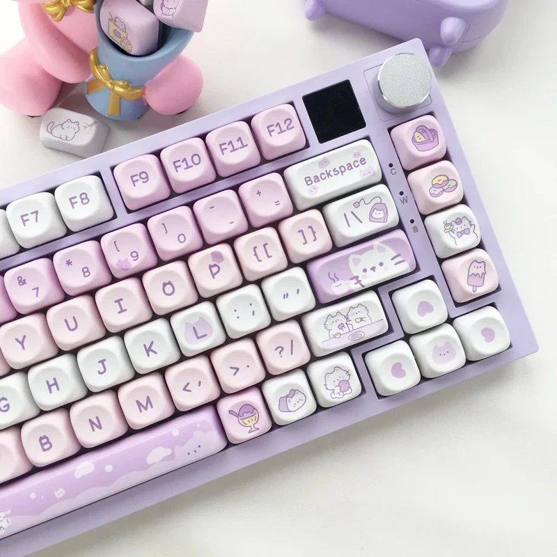 95 Tasten/Set Tastenkappen Cartoon Welpe Katze Kitty MOA Profil PBT für DIY benutzerdefinierte mechanische Gaming-Tastatur Tastenkappen Farbsublimation