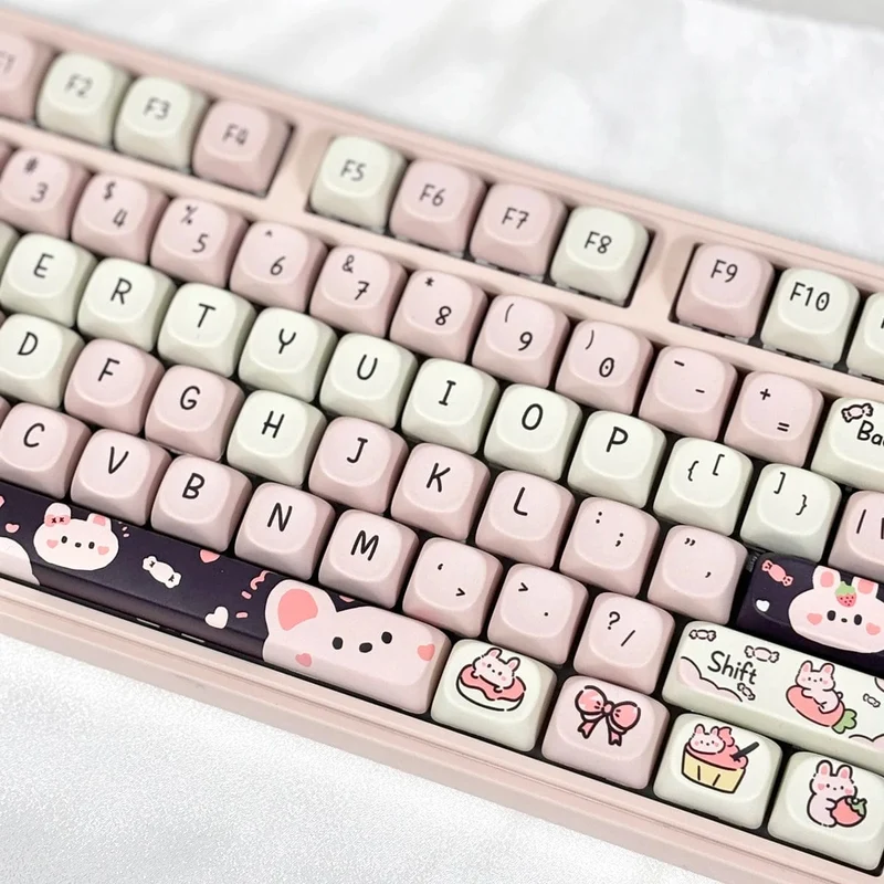 95 Tasten/Set Tastenkappen Cartoon Welpe Katze Kitty MOA Profil PBT für DIY benutzerdefinierte mechanische Gaming-Tastatur Tastenkappen Farbsublimation