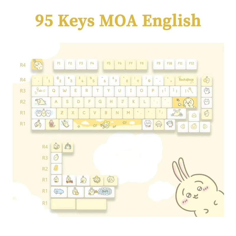 95 Tasten/Set Tastenkappen Cartoon Welpe Katze Kitty MOA Profil PBT für DIY benutzerdefinierte mechanische Gaming-Tastatur Tastenkappen Farbsublimation