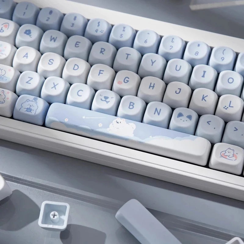 95 Tasten/Set Tastenkappen Cartoon Welpe Katze Kitty MOA Profil PBT für DIY benutzerdefinierte mechanische Gaming-Tastatur Tastenkappen Farbsublimation