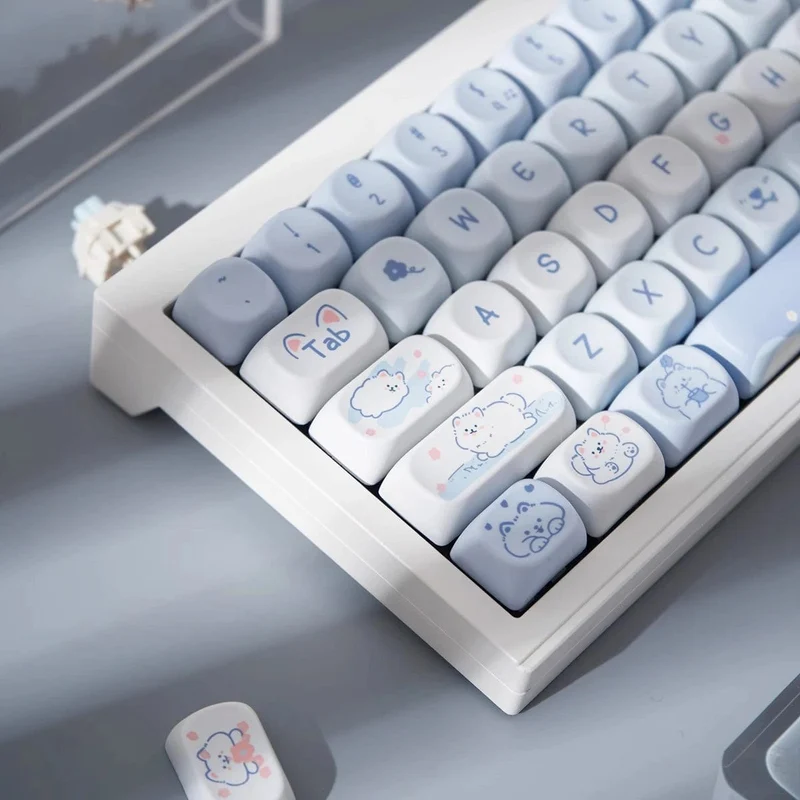 95 Tasten/Set Tastenkappen Cartoon Welpe Katze Kitty MOA Profil PBT für DIY benutzerdefinierte mechanische Gaming-Tastatur Tastenkappen Farbsublimation