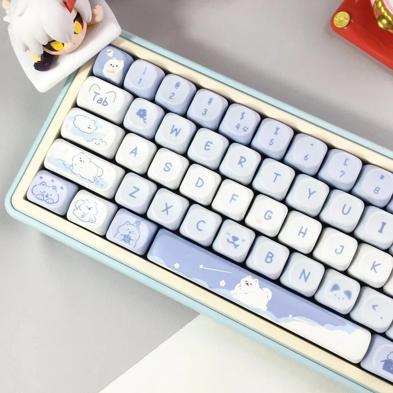 95 Tasten/Set Tastenkappen Cartoon Welpe Katze Kitty MOA Profil PBT für DIY benutzerdefinierte mechanische Gaming-Tastatur Tastenkappen Farbsublimation