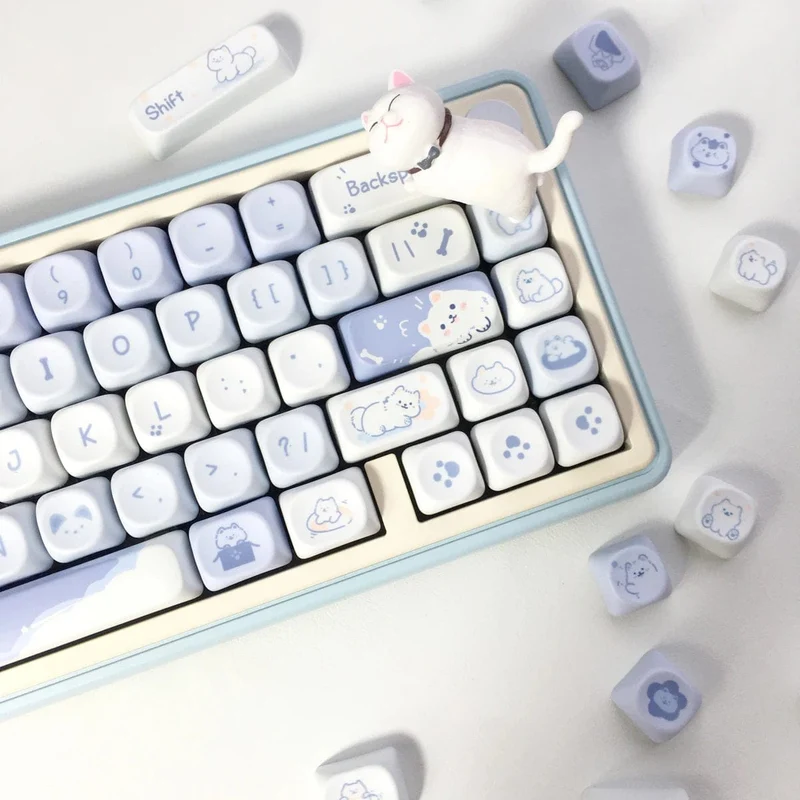 95 Tasten/Set Tastenkappen Cartoon Welpe Katze Kitty MOA Profil PBT für DIY benutzerdefinierte mechanische Gaming-Tastatur Tastenkappen Farbsublimation
