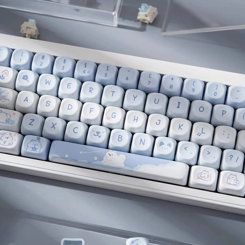 95 Tasten/Set Tastenkappen Cartoon Welpe Katze Kitty MOA Profil PBT für DIY benutzerdefinierte mechanische Gaming-Tastatur Tastenkappen Farbsublimation