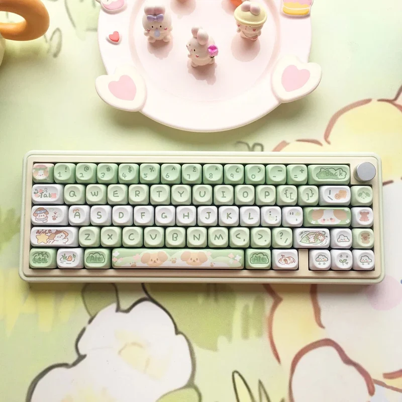 95 Tasten/Set Tastenkappen Cartoon Welpe Katze Kitty MOA Profil PBT für DIY benutzerdefinierte mechanische Gaming-Tastatur Tastenkappen Farbsublimation