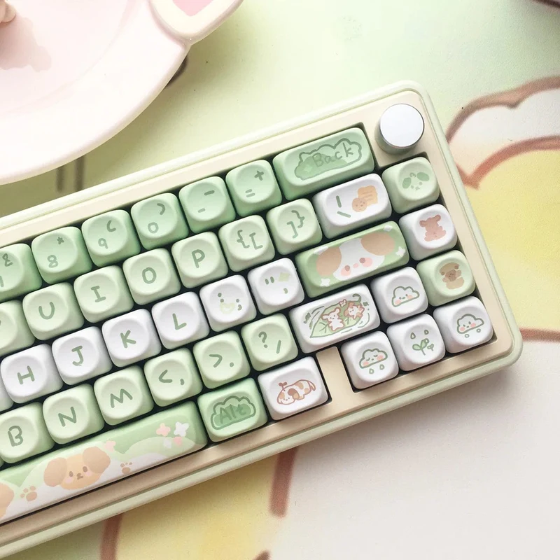 95 Tasten/Set Tastenkappen Cartoon Welpe Katze Kitty MOA Profil PBT für DIY benutzerdefinierte mechanische Gaming-Tastatur Tastenkappen Farbsublimation