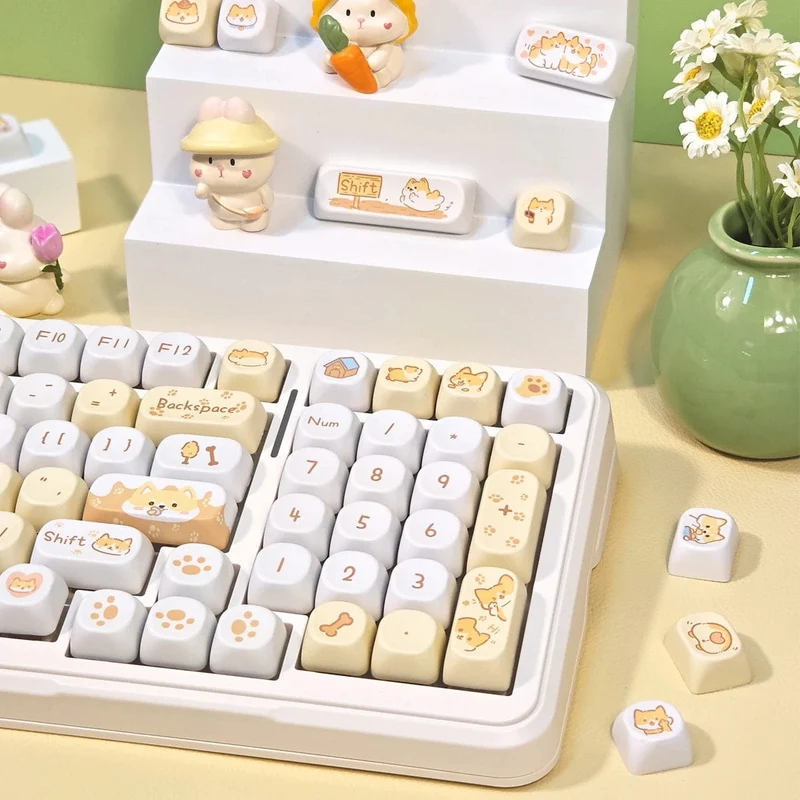 95 Tasten/Set Tastenkappen Cartoon Welpe Katze Kitty MOA Profil PBT für DIY benutzerdefinierte mechanische Gaming-Tastatur Tastenkappen Farbsublimation