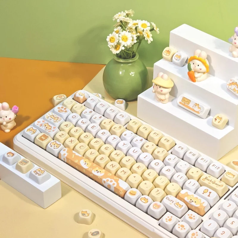 95 Tasten/Set Tastenkappen Cartoon Welpe Katze Kitty MOA Profil PBT für DIY benutzerdefinierte mechanische Gaming-Tastatur Tastenkappen Farbsublimation