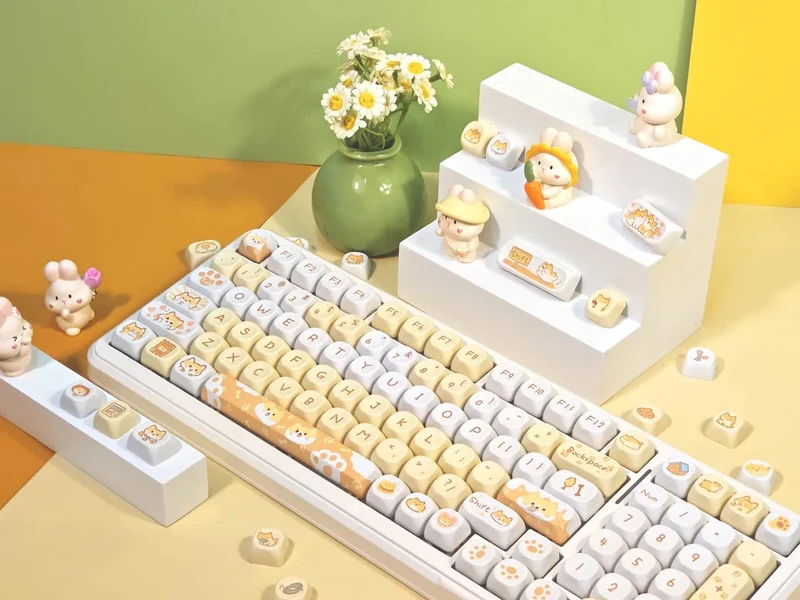 95 Tasten/Set Tastenkappen Cartoon Welpe Katze Kitty MOA Profil PBT für DIY benutzerdefinierte mechanische Gaming-Tastatur Tastenkappen Farbsublimation