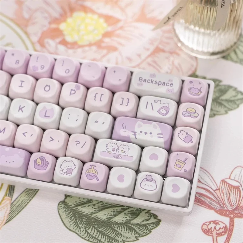 95 Tasten/Set Tastenkappen Cartoon Welpe Katze Kitty MOA Profil PBT für DIY benutzerdefinierte mechanische Gaming-Tastatur Tastenkappen Farbsublimation