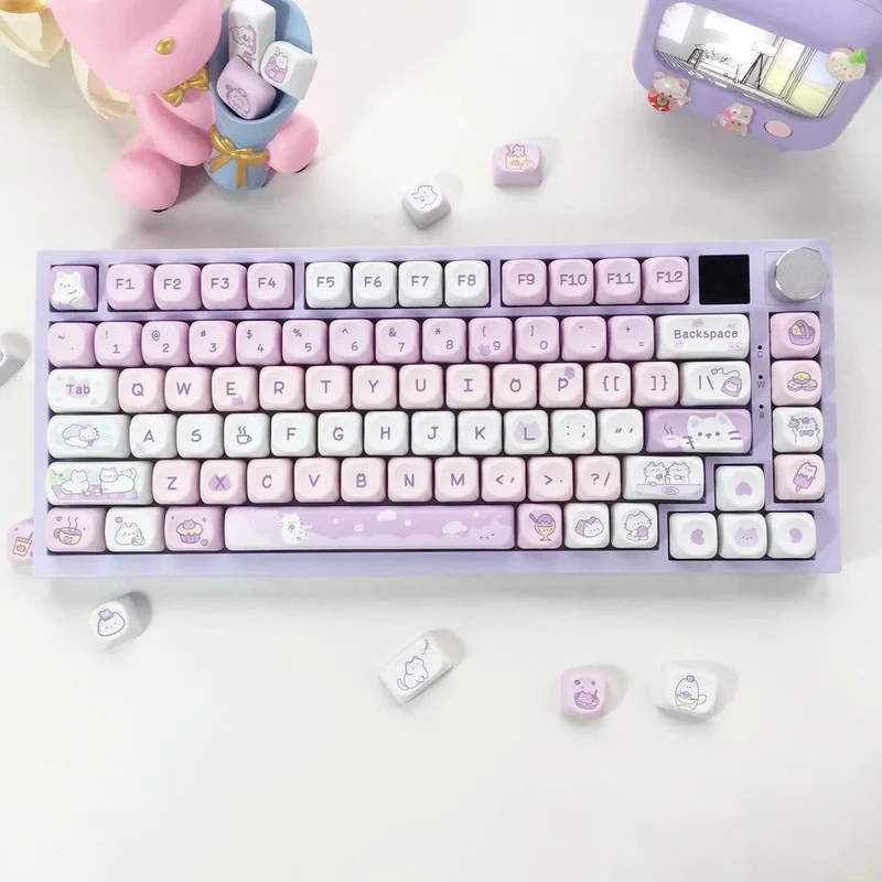 95 Tasten/Set Tastenkappen Cartoon Welpe Katze Kitty MOA Profil PBT für DIY benutzerdefinierte mechanische Gaming-Tastatur Tastenkappen Farbsublimation