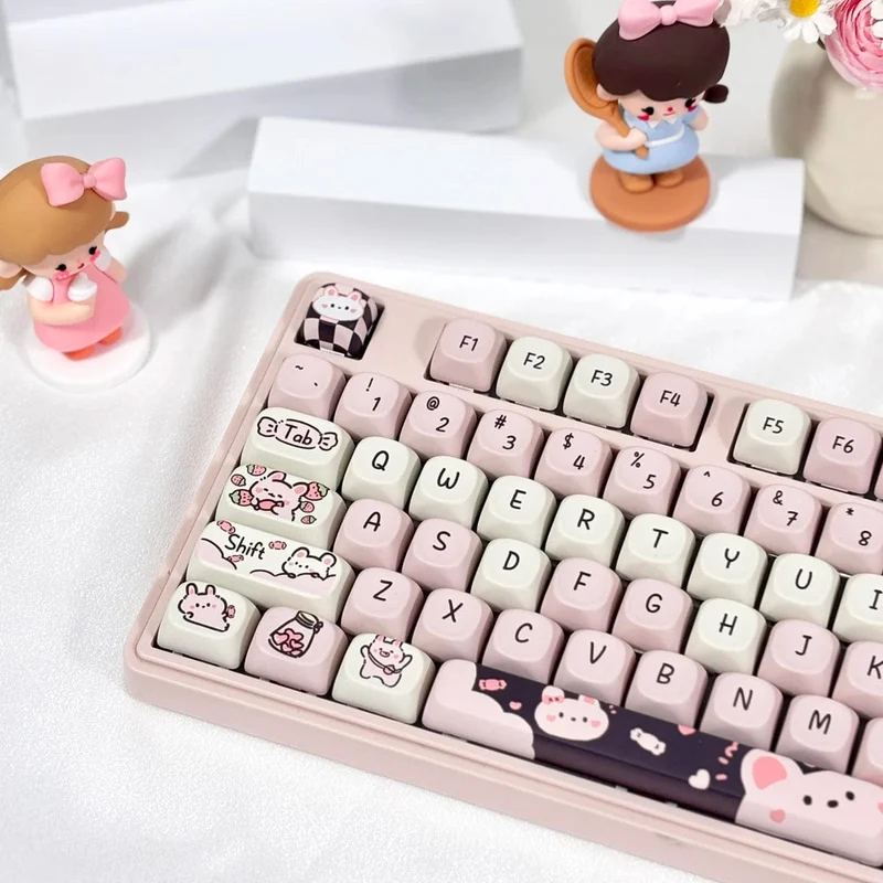 95 Tasten/Set Tastenkappen Cartoon Welpe Katze Kitty MOA Profil PBT für DIY benutzerdefinierte mechanische Gaming-Tastatur Tastenkappen Farbsublimation