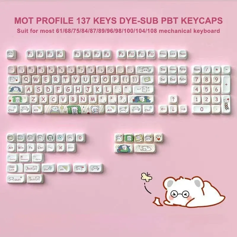 142 Tasten Bow PBT Tastenkappen MOA Profil PBT Dye Sublimation DIY Tastenkappen für 61/87/104 Cherry MX Switch Gaming Mechanische Tastatur
