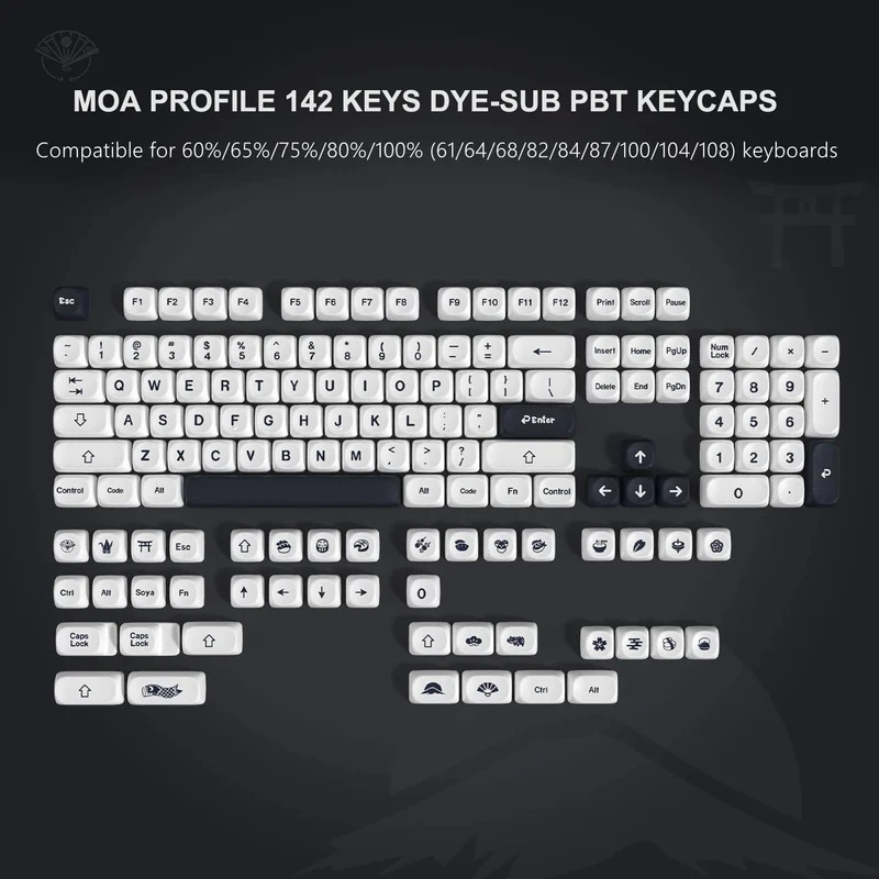 142 Tasten Bow PBT Tastenkappen MOA Profil PBT Dye Sublimation DIY Tastenkappen für 61/87/104 Cherry MX Switch Gaming Mechanische Tastatur