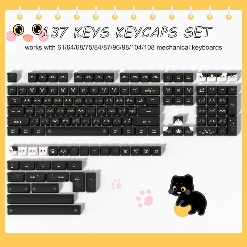 142 Tasten Bow PBT Tastenkappen MOA Profil PBT Dye Sublimation DIY Tastenkappen für 61/87/104 Cherry MX Switch Gaming Mechanische Tastatur