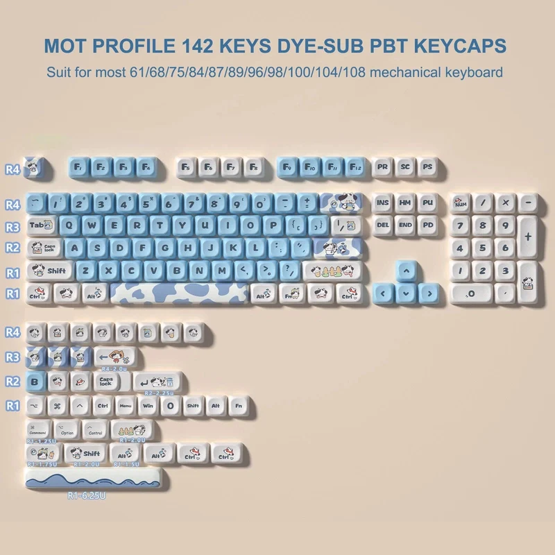 142 Tasten Bow PBT Tastenkappen MOA Profil PBT Dye Sublimation DIY Tastenkappen für 61/87/104 Cherry MX Switch Gaming Mechanische Tastatur