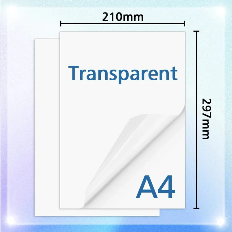 10 Stück 100 % transparentes, wasserdichtes, transparentes, bedruckbares Vinyl-Aufkleberpapier im A4-Format für Tintenstrahldrucker, klares Vinyl-Etiketten-Kopierpapier