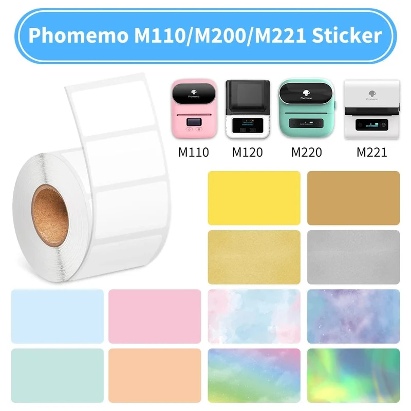 1 Rolle 40 x 30 mm für Etikettendrucker M110 M221 M220 M200 M120. 230 quadratische Thermoetiketten, BPA-frei, selbstklebende Etiketten, klebriges Papier.