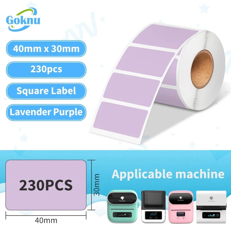 1 Rolle 40 x 30 mm für Etikettendrucker M110 M221 M220 M200 M120. 230 quadratische Thermoetiketten, BPA-frei, selbstklebende Etiketten, klebriges Papier.