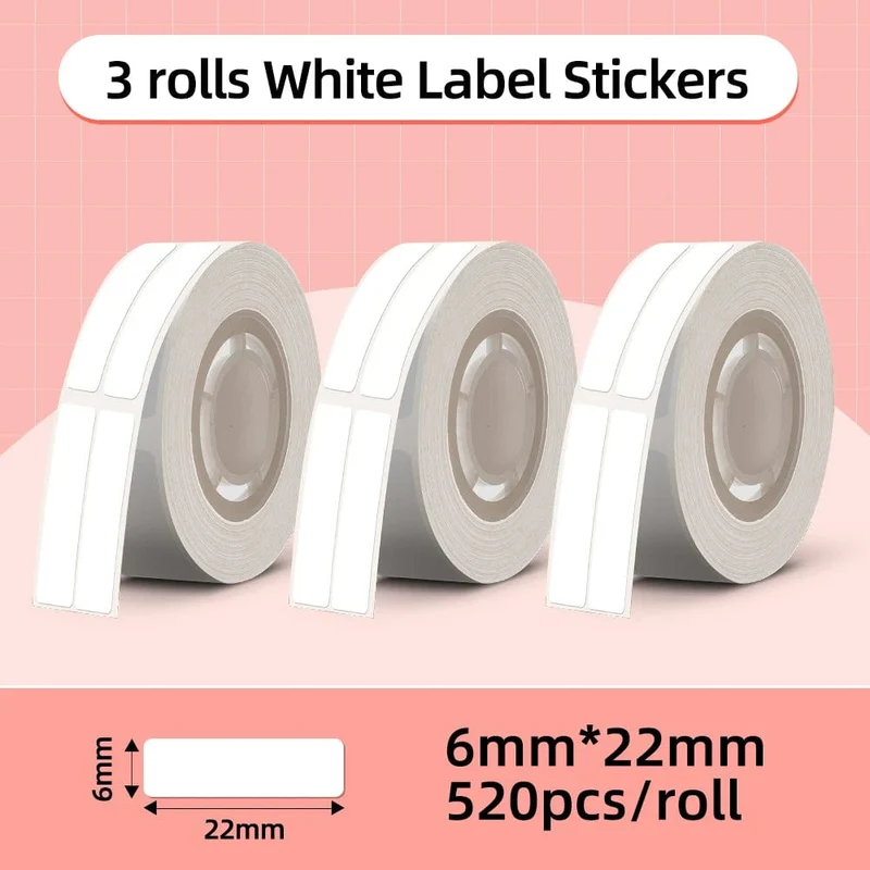 Weißes Etikettenband für Phomemo Q30-Druckerpapier, 3 Rollen, Etikettenaufkleber-Papierrolle für Phomemo Labeller Q30 D30-Etikettendrucker