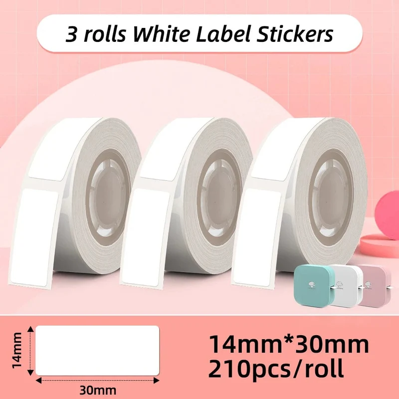 Weißes Etikettenband für Phomemo Q30-Druckerpapier, 3 Rollen, Etikettenaufkleber-Papierrolle für Phomemo Labeller Q30 D30-Etikettendrucker