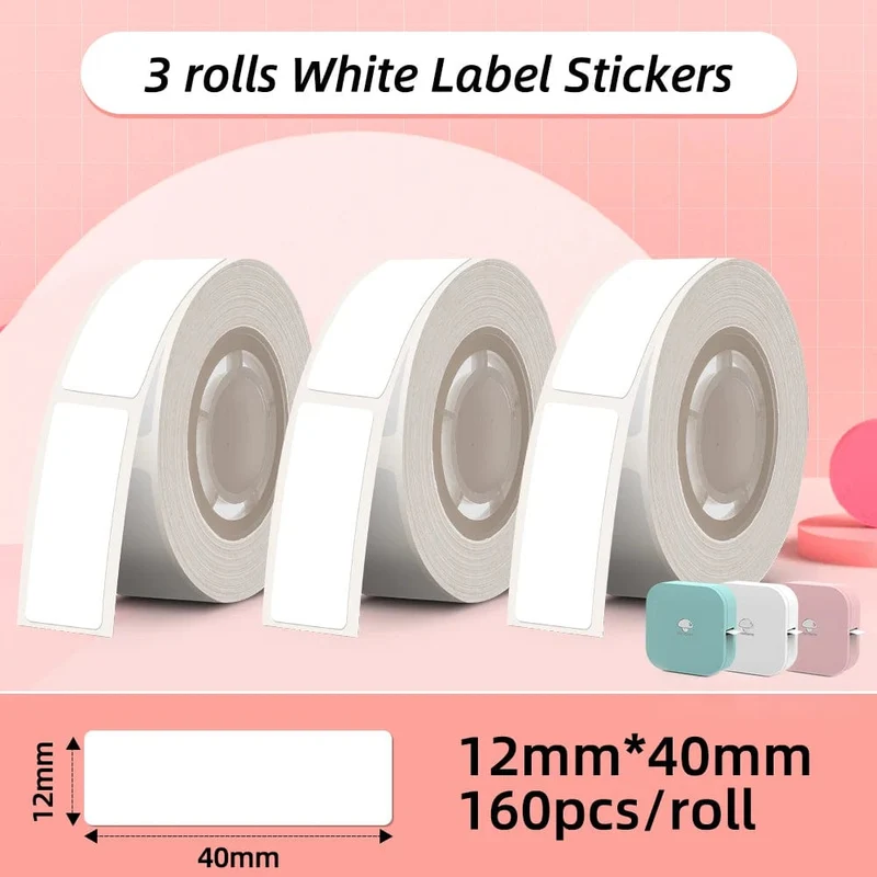 Weißes Etikettenband für Phomemo Q30-Druckerpapier, 3 Rollen, Etikettenaufkleber-Papierrolle für Phomemo Labeller Q30 D30-Etikettendrucker