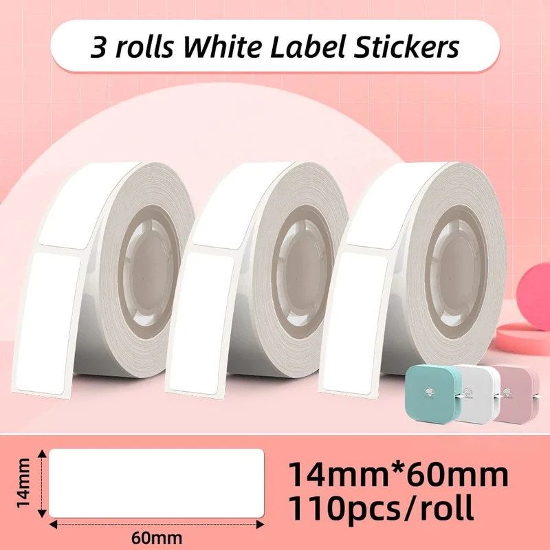 Weißes Etikettenband für Phomemo Q30-Druckerpapier, 3 Rollen, Etikettenaufkleber-Papierrolle für Phomemo Labeller Q30 D30-Etikettendrucker