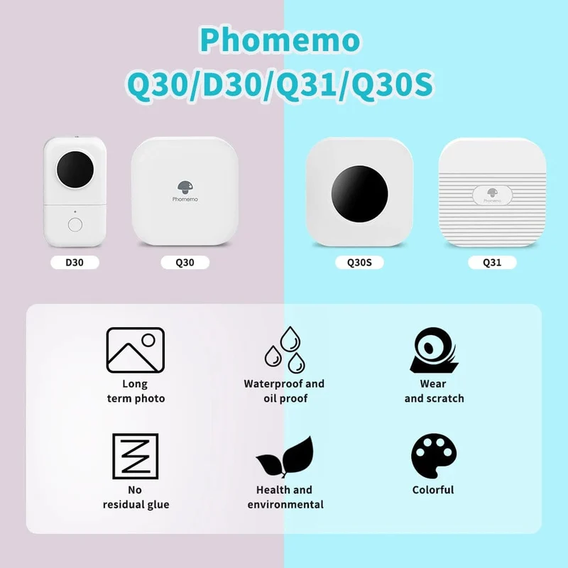 Weißes Etikettenband für Phomemo Q30-Druckerpapier, 3 Rollen, Etikettenaufkleber-Papierrolle für Phomemo Labeller Q30 D30-Etikettendrucker