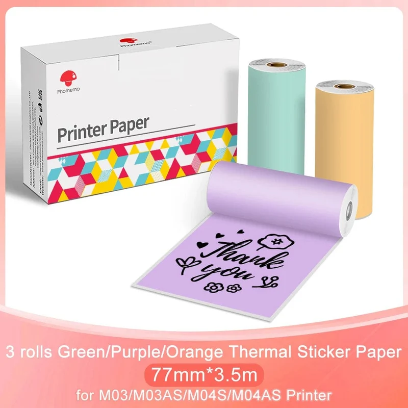 3er-Pack Phomemo selbstklebendes transparentes Thermopapier, klares selbstklebendes Thermo-Aufkleberpapier für M04S/M04AS Bluetooth-Drucker, 110 mm x 3.5 m
