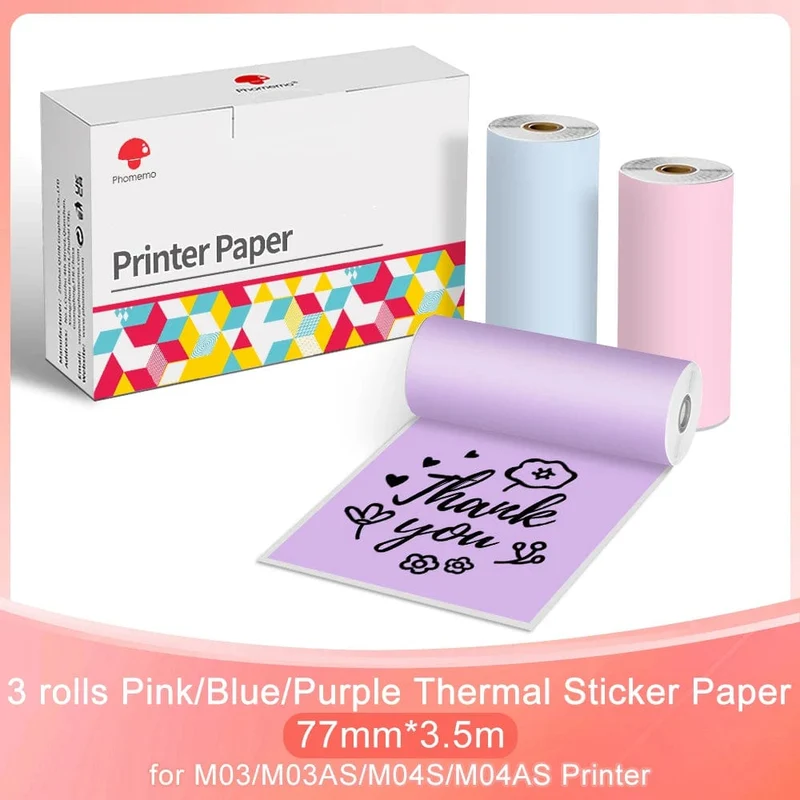 3er-Pack Phomemo selbstklebendes transparentes Thermopapier, klares selbstklebendes Thermo-Aufkleberpapier für M04S/M04AS Bluetooth-Drucker, 110 mm x 3.5 m