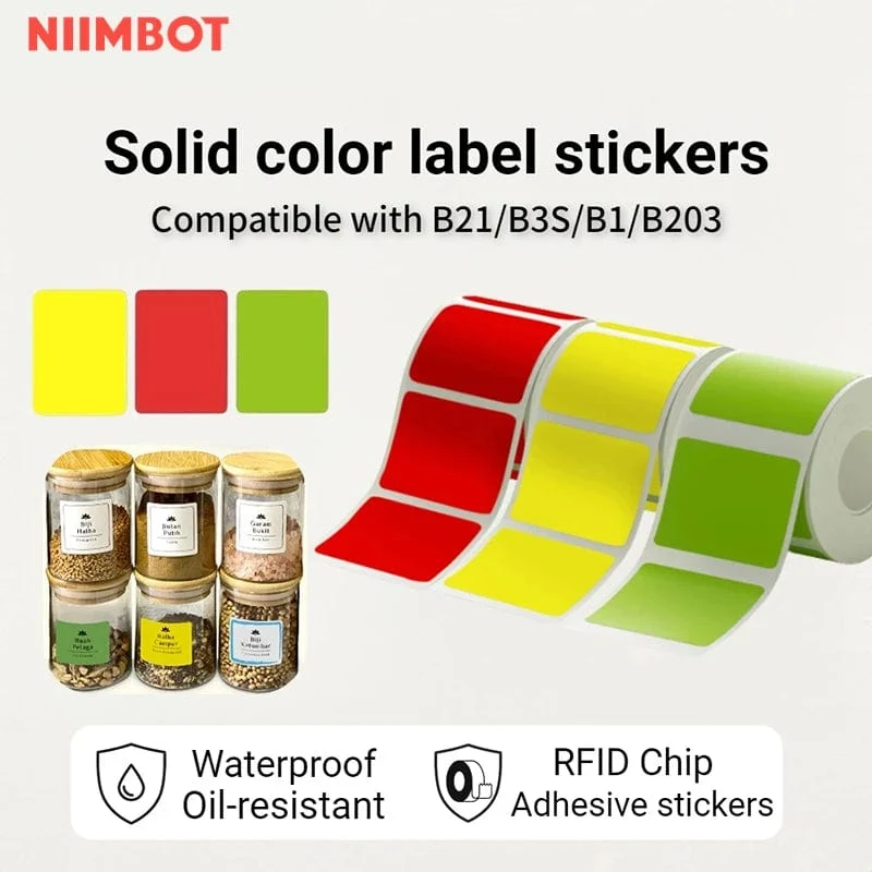 Niimbot B21/B1/B3S Thermo-Etikettenaufkleberpapier, bedruckbar, weiß, 20–50 mm Breite, Kleidungsetikett, Warenpreis, Lebensmittel, selbstklebend