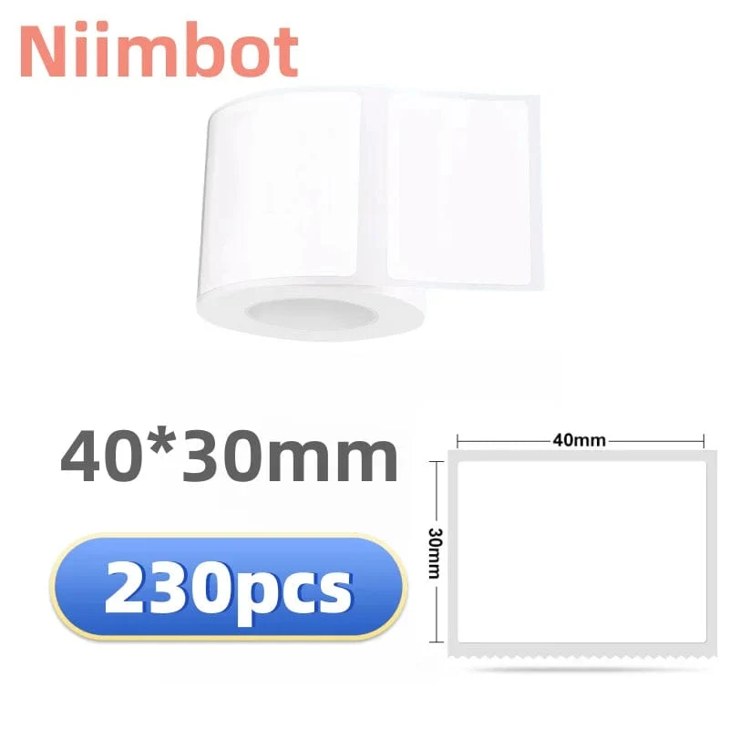 Niimbot B21/B1/B3S Thermo-Etikettenaufkleberpapier, bedruckbar, weiß, 20–50 mm Breite, Kleidungsetikett, Warenpreis, Lebensmittel, selbstklebend