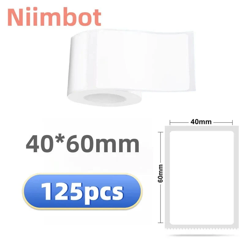 Niimbot B21/B1/B3S Thermo-Etikettenaufkleberpapier, bedruckbar, weiß, 20–50 mm Breite, Kleidungsetikett, Warenpreis, Lebensmittel, selbstklebend