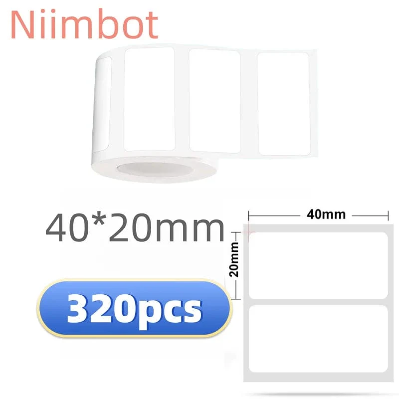 Niimbot B21/B1/B3S Thermo-Etikettenaufkleberpapier, bedruckbar, weiß, 20–50 mm Breite, Kleidungsetikett, Warenpreis, Lebensmittel, selbstklebend