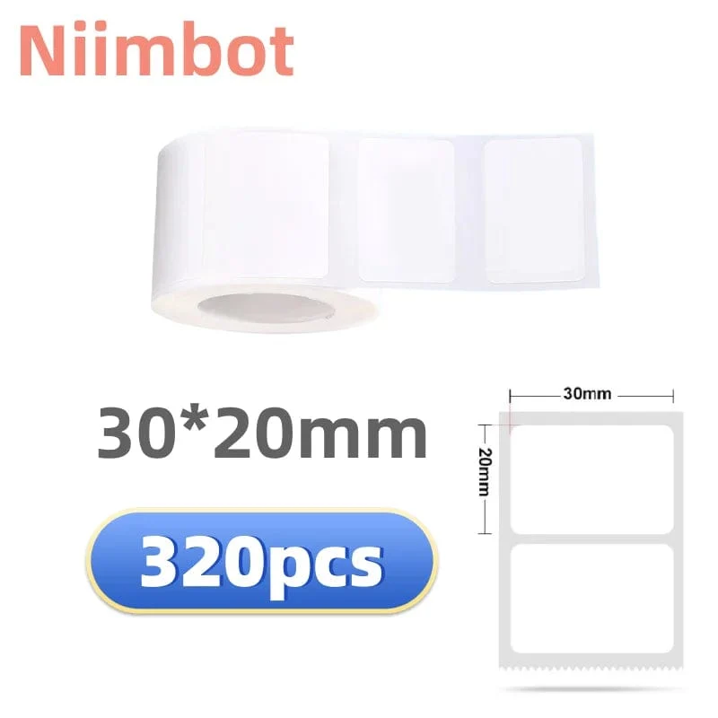 Niimbot B21/B1/B3S Thermo-Etikettenaufkleberpapier, bedruckbar, weiß, 20–50 mm Breite, Kleidungsetikett, Warenpreis, Lebensmittel, selbstklebend
