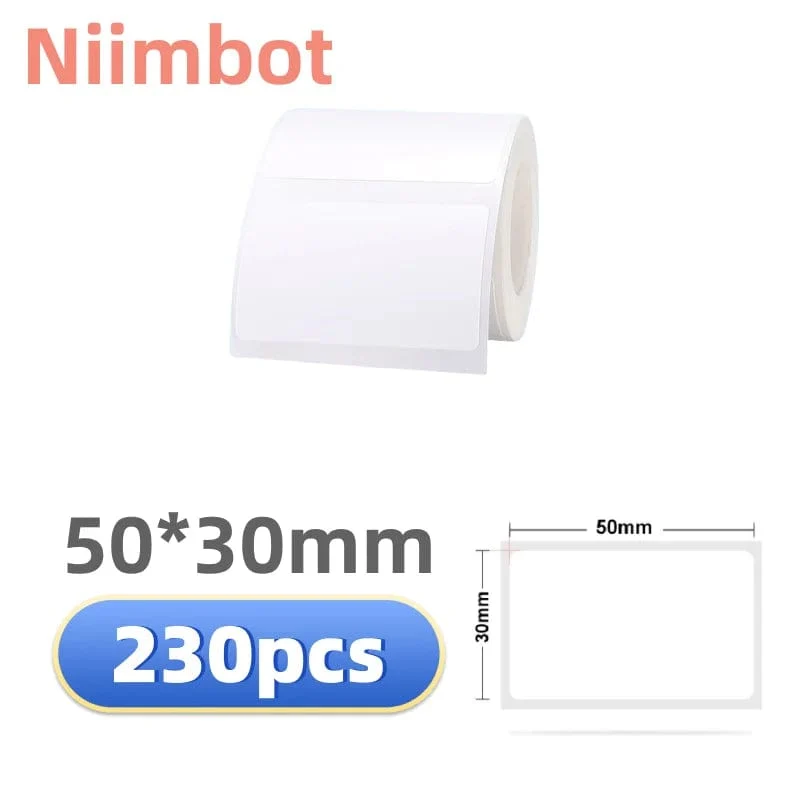 Niimbot B21/B1/B3S Thermo-Etikettenaufkleberpapier, bedruckbar, weiß, 20–50 mm Breite, Kleidungsetikett, Warenpreis, Lebensmittel, selbstklebend