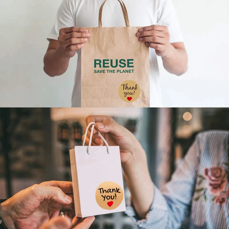 50-500 stücke Natürliche Kraft Papier Danke Aufkleber Siegel Etiketten Hund Pfote Druck 1 Zoll Geschenk Verpackung Schreibwaren