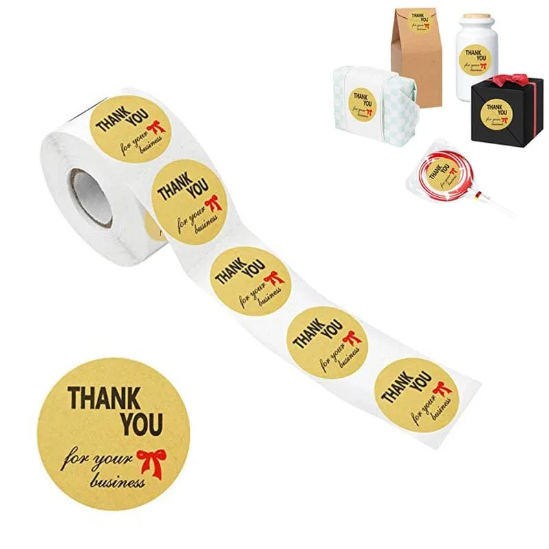 50-500 stücke Natürliche Kraft Papier Danke Aufkleber Siegel Etiketten Hund Pfote Druck 1 Zoll Geschenk Verpackung Schreibwaren