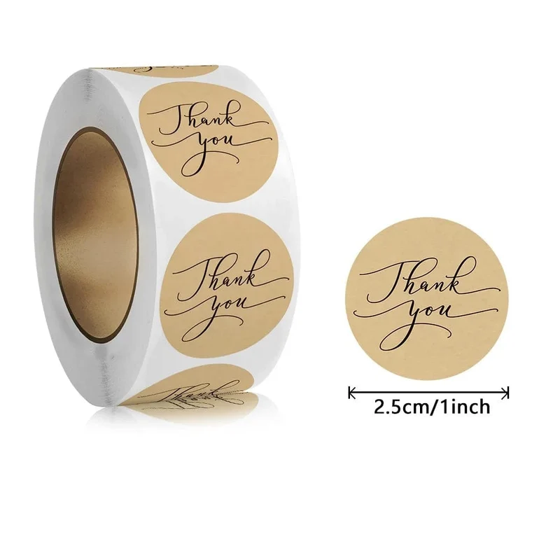 50-500 stücke Natürliche Kraft Papier Danke Aufkleber Siegel Etiketten Hund Pfote Druck 1 Zoll Geschenk Verpackung Schreibwaren