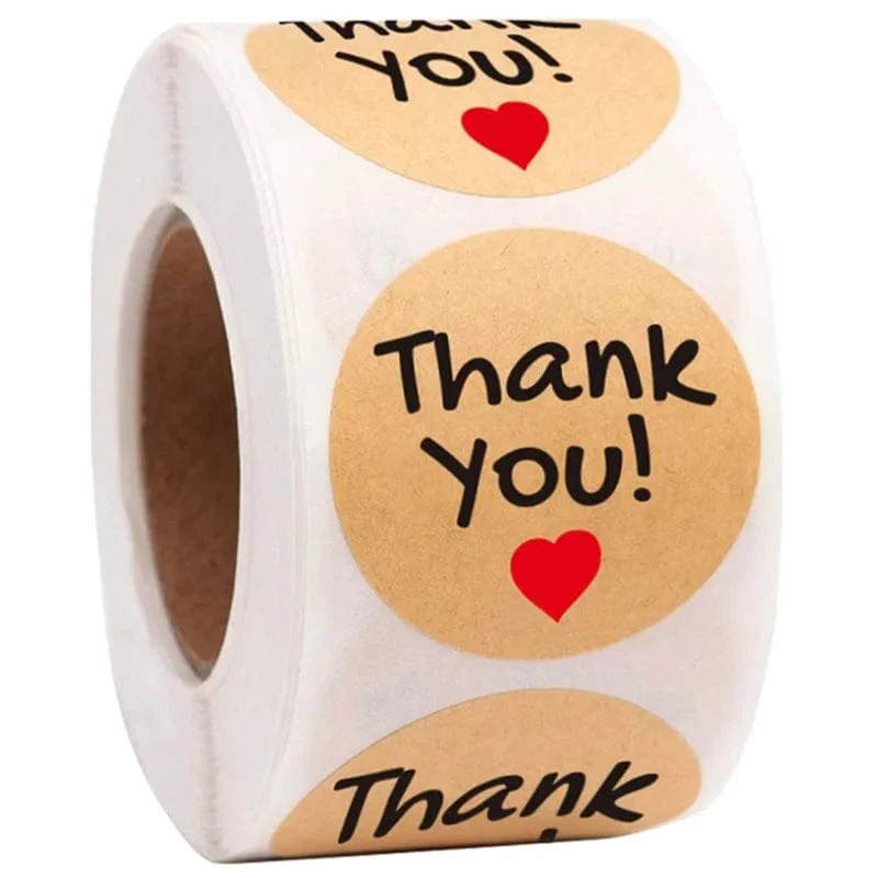 50-500 stücke Natürliche Kraft Papier Danke Aufkleber Siegel Etiketten Hund Pfote Druck 1 Zoll Geschenk Verpackung Schreibwaren