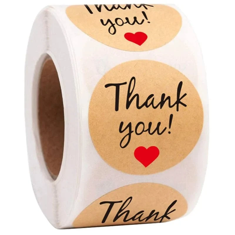 50-500 stücke Natürliche Kraft Papier Danke Aufkleber Siegel Etiketten Hund Pfote Druck 1 Zoll Geschenk Verpackung Schreibwaren
