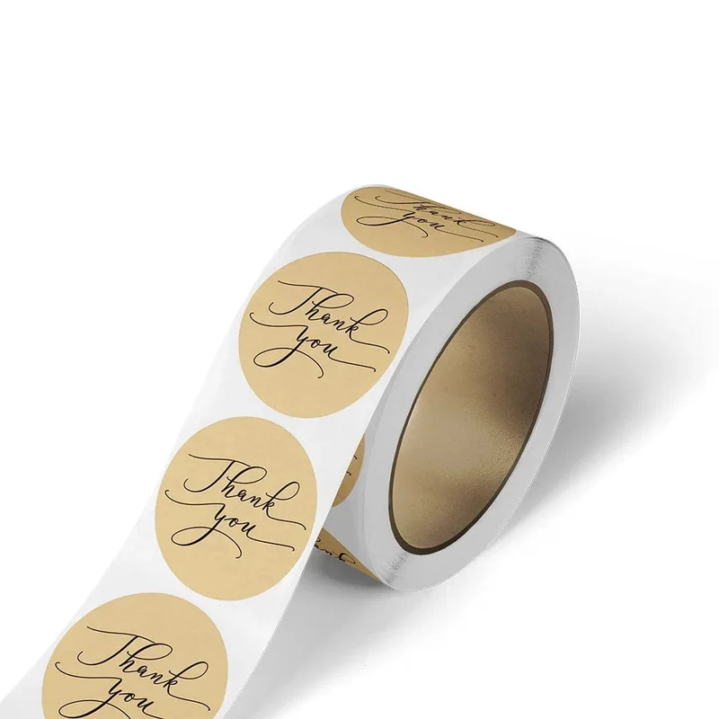 50-500 stücke Natürliche Kraft Papier Danke Aufkleber Siegel Etiketten Hund Pfote Druck 1 Zoll Geschenk Verpackung Schreibwaren