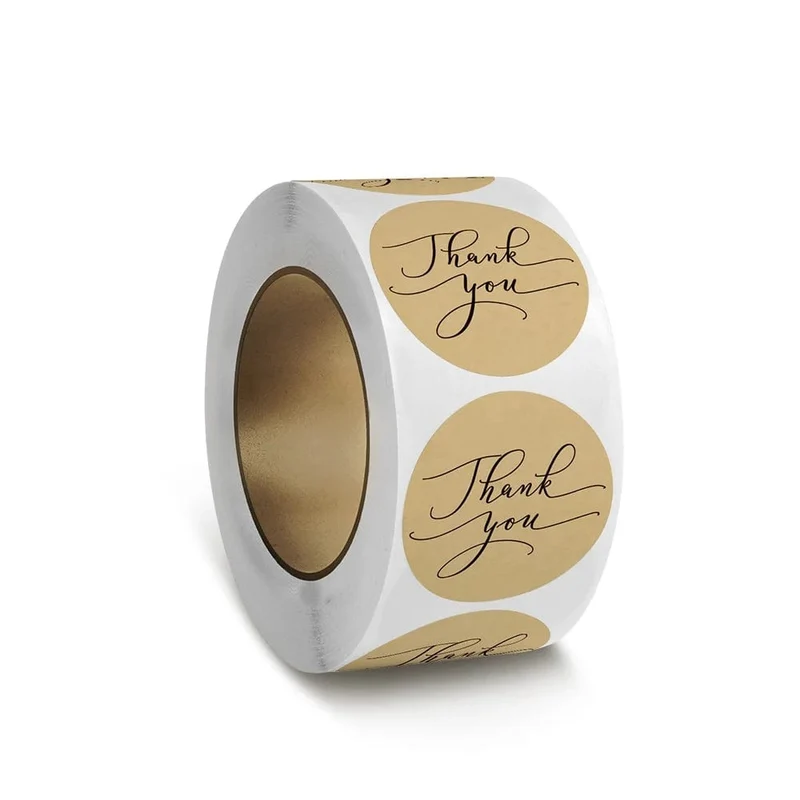 50-500 stücke Natürliche Kraft Papier Danke Aufkleber Siegel Etiketten Hund Pfote Druck 1 Zoll Geschenk Verpackung Schreibwaren