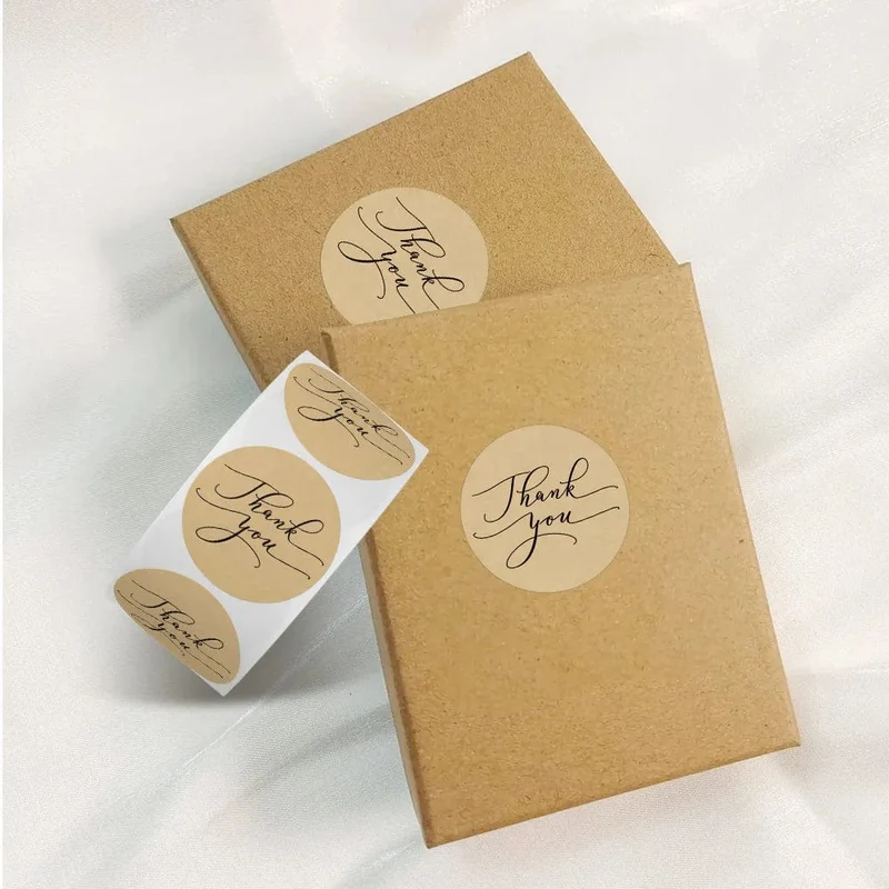 50-500 stücke Natürliche Kraft Papier Danke Aufkleber Siegel Etiketten Hund Pfote Druck 1 Zoll Geschenk Verpackung Schreibwaren