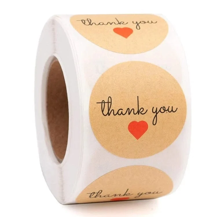 50-500 stücke Natürliche Kraft Papier Danke Aufkleber Siegel Etiketten Hund Pfote Druck 1 Zoll Geschenk Verpackung Schreibwaren