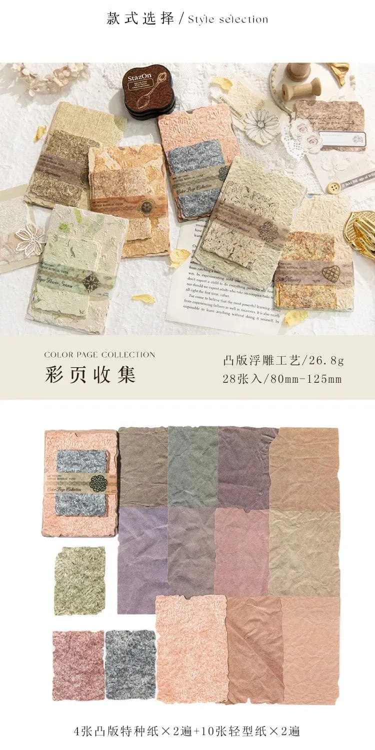 Journamm 28 Stück Vintage Reliefs Texturpapier DIY Scrapbooking Collage Materialien Dekor Junk Journal Ästhetik Scrapbook Papier