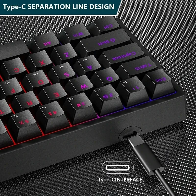 K620 Mini-RGB-Gaming-Mechanische Tastatur mit Hintergrundbeleuchtung, Gamer-Mechaniker-Kit, 60 Prozent DIY, benutzerdefinierte PBT-Tastenkappe, Hotswap, Rosa, Weiß, USB, PC