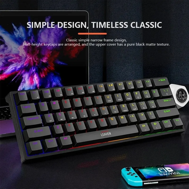 K620 Mini-RGB-Gaming-Mechanische Tastatur mit Hintergrundbeleuchtung, Gamer-Mechaniker-Kit, 60 Prozent DIY, benutzerdefinierte PBT-Tastenkappe, Hotswap, Rosa, Weiß, USB, PC