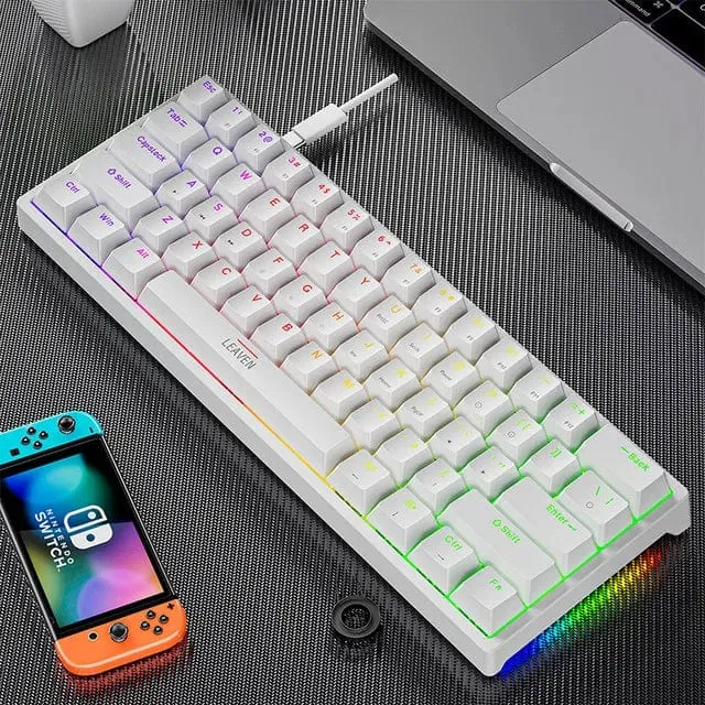K620 Mini-RGB-Gaming-Mechanische Tastatur mit Hintergrundbeleuchtung, Gamer-Mechaniker-Kit, 60 Prozent DIY, benutzerdefinierte PBT-Tastenkappe, Hotswap, Rosa, Weiß, USB, PC