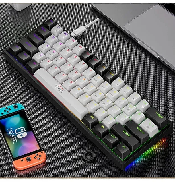 K620 Mini-RGB-Gaming-Mechanische Tastatur mit Hintergrundbeleuchtung, Gamer-Mechaniker-Kit, 60 Prozent DIY, benutzerdefinierte PBT-Tastenkappe, Hotswap, Rosa, Weiß, USB, PC